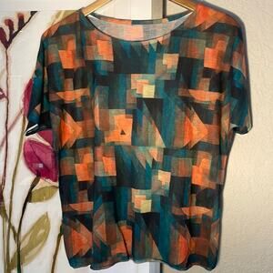 NEW Oma Tee Watercolor Top Paul Klee Abstract Artsy Medium Boutique Unique
